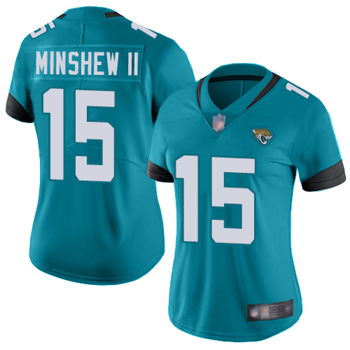 Nike Jacksonville Jaguars 15 Gardner Minshew II Teal Green Alternate Women Stitched NFL Vapor Untouchable Limited Jersey